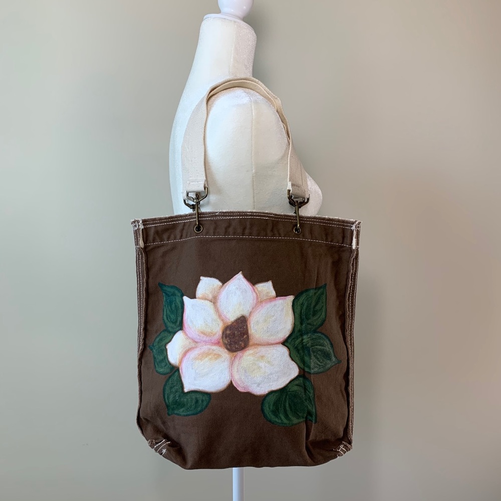 Magnolia Tote Purse Authentic Pigment Hand Painted